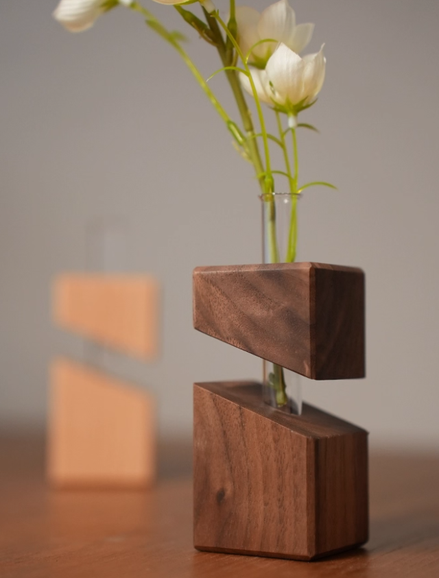 Sliced Wood Bud Vase (2 pieces)