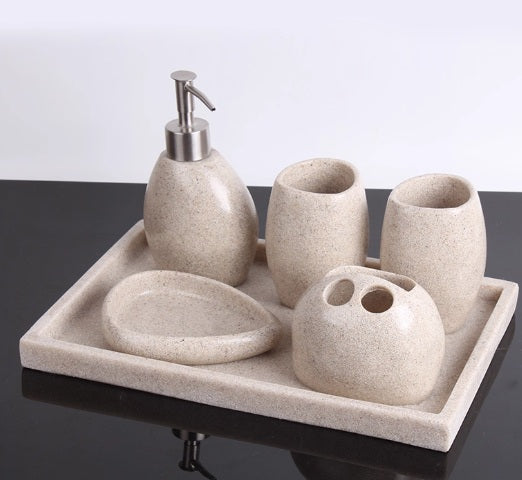 The Aegean Pebble 5-Piece Bathroom Vanity Set (with plate)